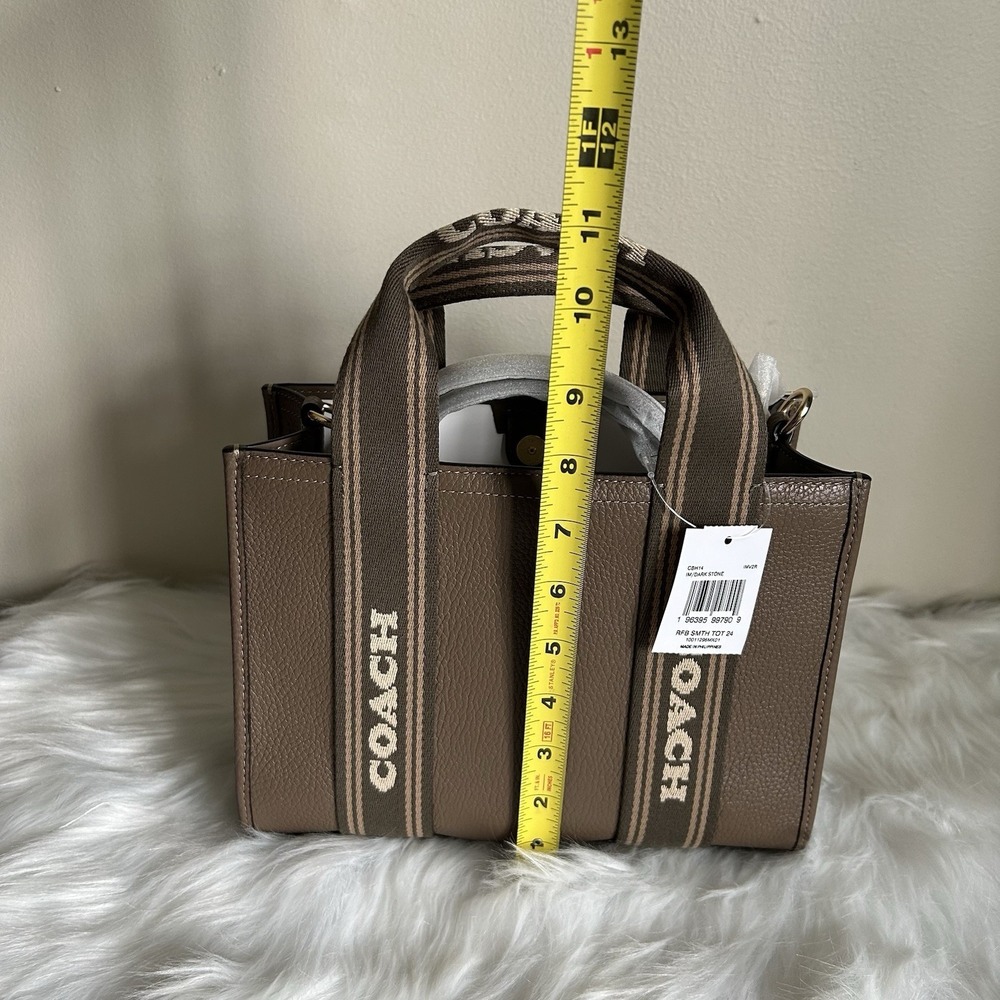 NWT Coach Smith Tote Bag 24 CBH14 Refined pebble leather Gold/Dark Stone - Picture 8 of 8